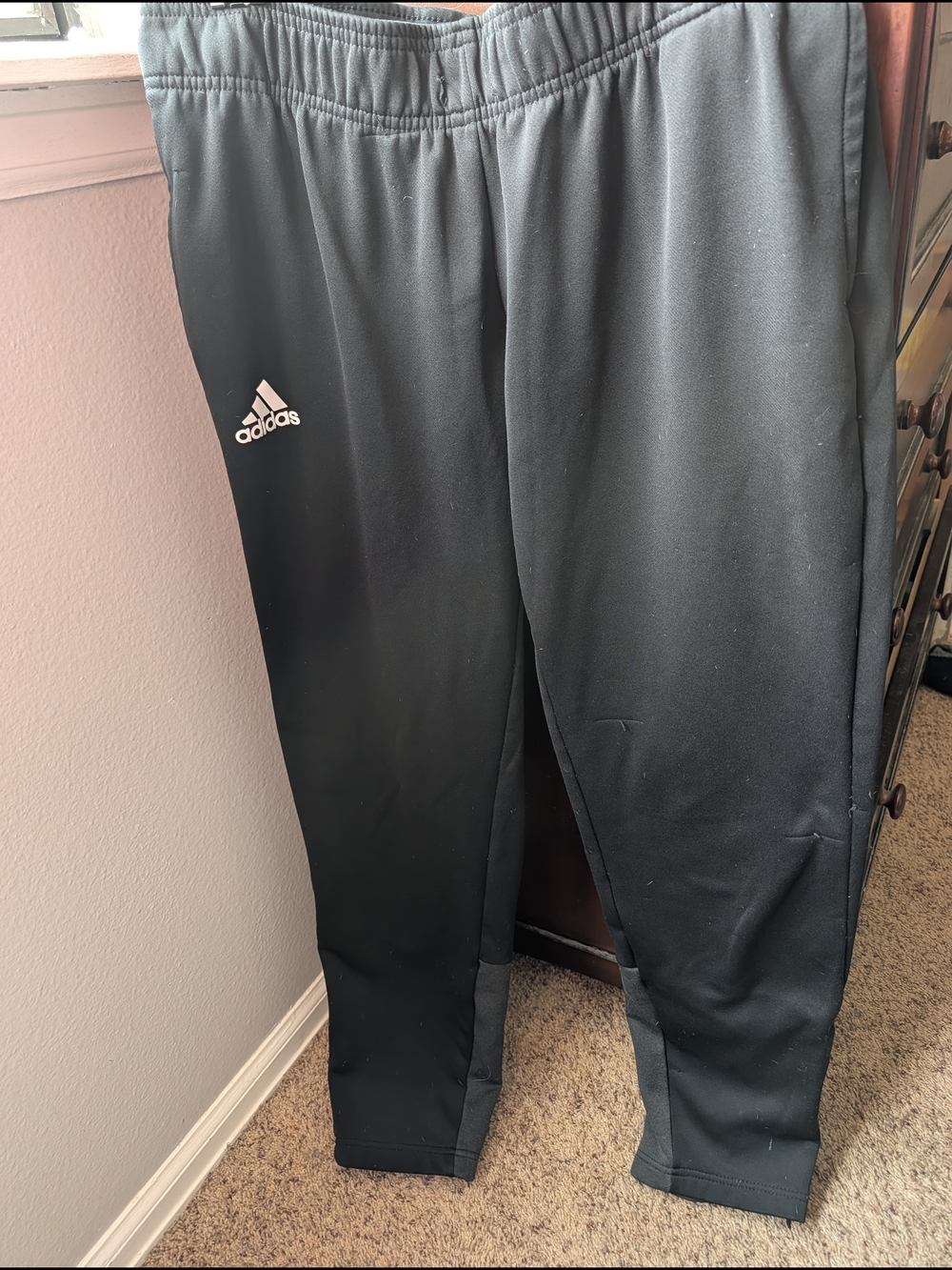 adidas Black Track Pants Joggers with White Logo